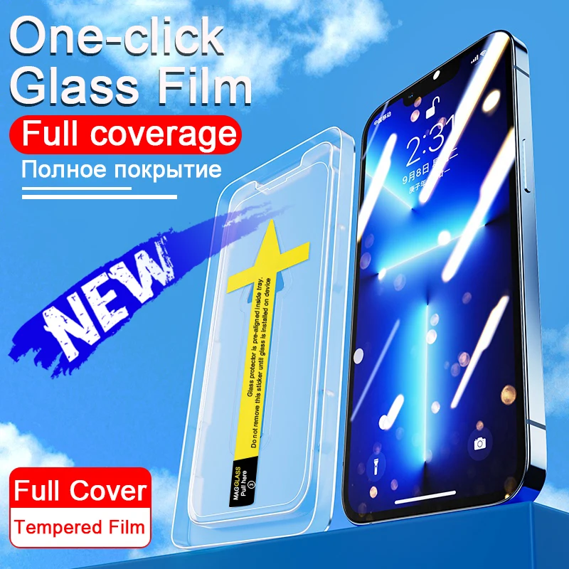 Tempered Glass For iPhone 13 12 11 Pro Max 12 13 Mini Full Cover Screen Protector XR XS X One-click installation Protective Film 
Tempered Glass For iPhone 13 12 11 Pro Max 12 13 Mini Full Cover Screen Protector XR XS X One-click installation Protective Film