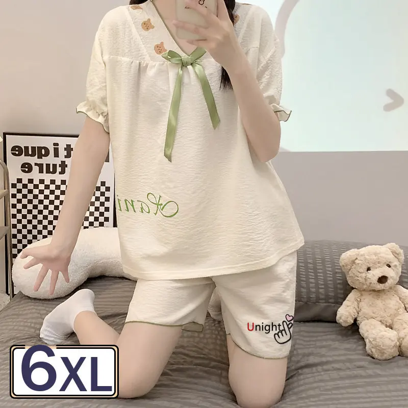Pajama Set Plus Size M-6XL Sleepwear Women's Cotton Gauze Pajamas Cute Night Suits Two Piece Set Shorts Free Shipping
Pajama Set Plus Size M-6XL Sleepwear Women's Cotton Gauze Pajamas Cute Night Suits Two Piece Set Shorts Free Shipping