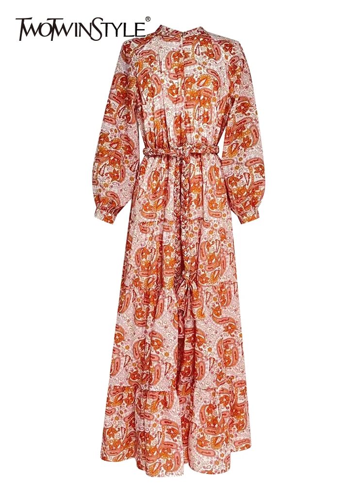 TWOTWINSTYLE Spring Fashion Dress For Women Round Neck Long Sleeve High Waist Print Floral Vintage Midi Dresses Female Clothing
TWOTWINSTYLE Spring Fashion Dress For Women Round Neck Long Sleeve High Waist Print Floral Vintage Midi Dresses Female Clothing