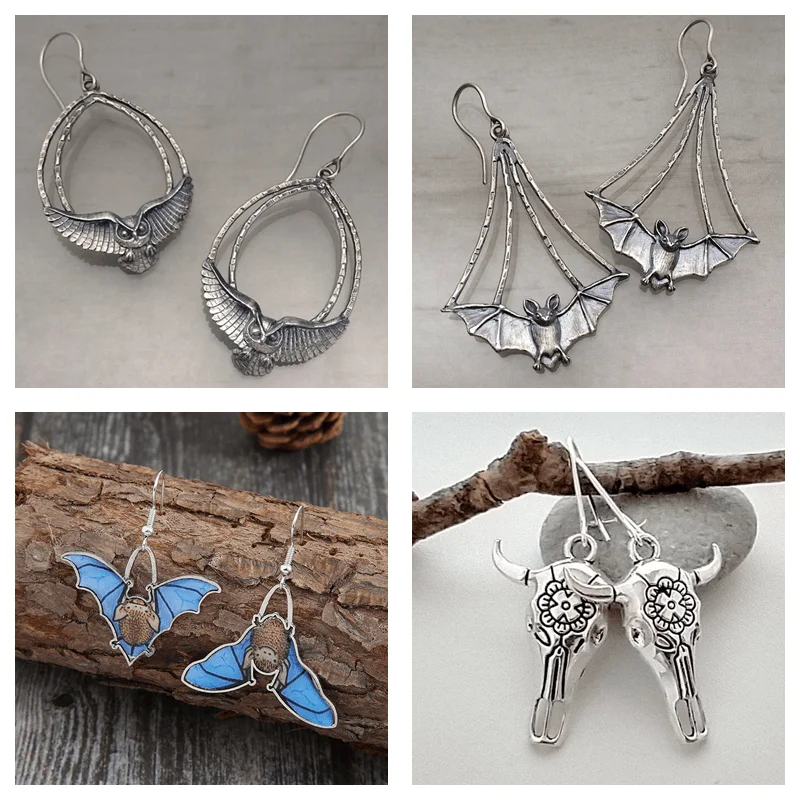 Women's Jewelry, Vintage Metal, Animal Earrings, Craftsmen Carving Bats, Owls, Cow Heads, Simple Hip Hop Pendant Earrings
Women's Jewelry, Vintage Metal, Animal Earrings, Craftsmen Carving Bats, Owls, Cow Heads, Simple Hip Hop Pendant Earrings