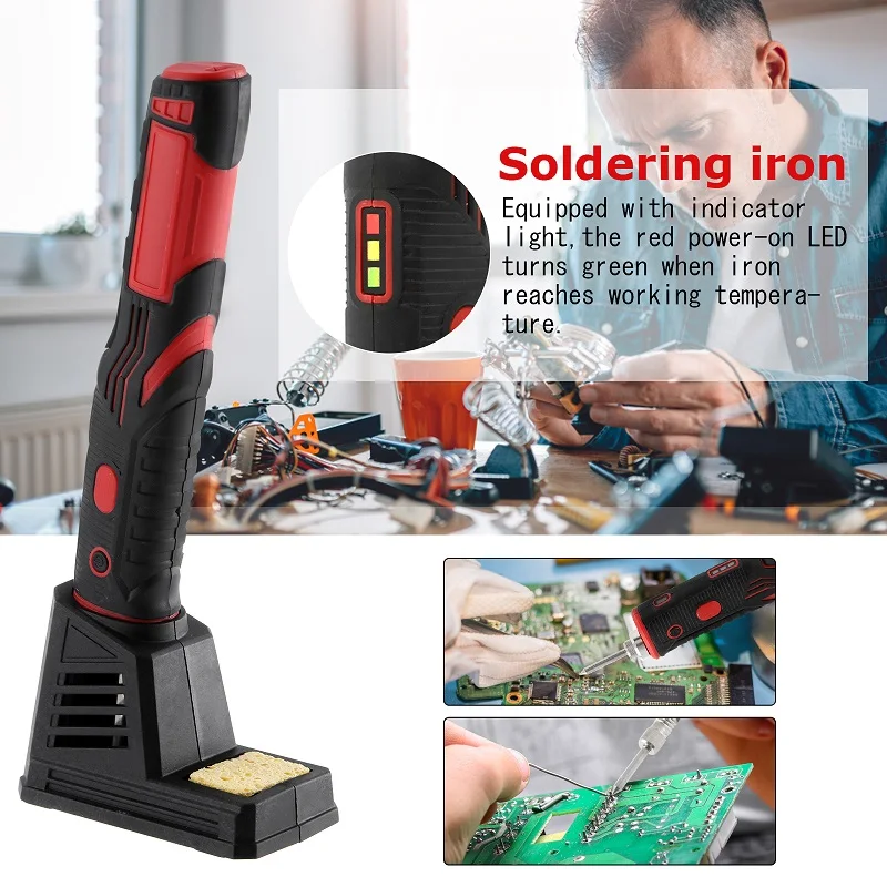 480℃ Portable Wireless Soldering Iron with LED light Set USB Rechargeable Lithium Battery Soldering Kit Household Appliances
480℃ Portable Wireless Soldering Iron with LED light Set USB Rechargeable Lithium Battery Soldering Kit Household Appliances