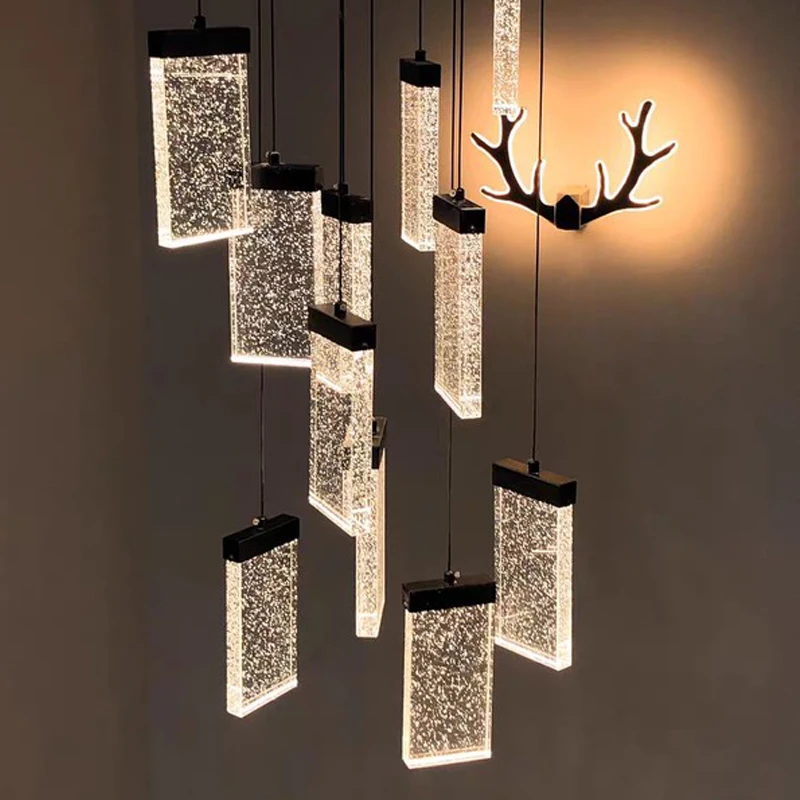 Modern led chandelier black duplex attic living room staircase square crystal chandelier hall staircase indoor lighting Pendant
Modern led chandelier black duplex attic living room staircase square crystal chandelier hall staircase indoor lighting Pendant