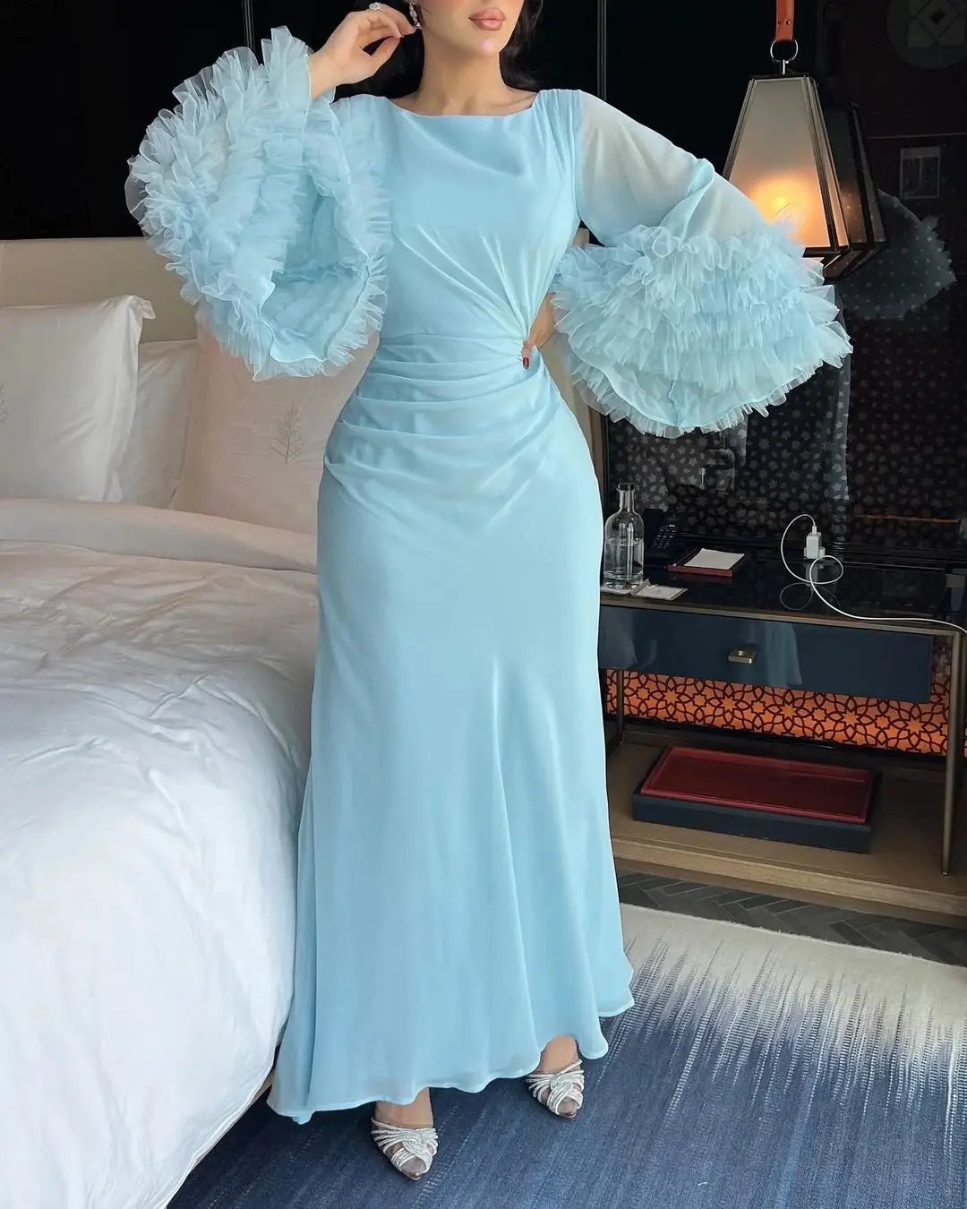 Sapmae Bule Full Feather O-neck Sheath Ankle-length Ruffle Zipper Up Prom Evenning Cocktail Pastoral Suit In Summer 2023 
Sapmae Bule Full Feather O-neck Sheath Ankle-length Ruffle Zipper Up Prom Evenning Cocktail Pastoral Suit In Summer 2023