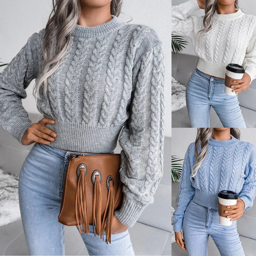 2022 Autumn Twist Knit Sweater Women Pullovers Winter New Waist Knitted Short Long Sleeve Sweater Women's Clothing Jumpers Tops
2022 Autumn Twist Knit Sweater Women Pullovers Winter New Waist Knitted Short Long Sleeve Sweater Women's Clothing Jumpers Tops