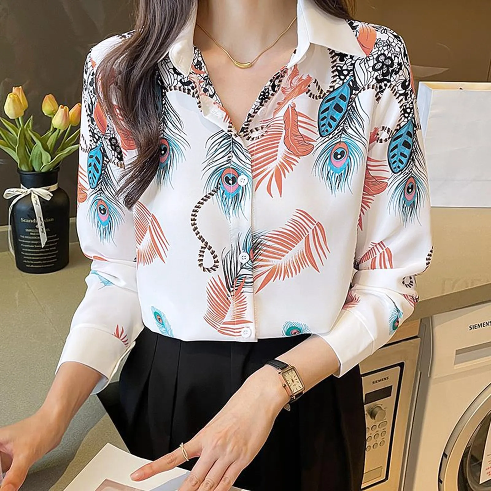 2023 Early Autumn French Light Luxury Elegant Shirt Woman Printed Long Sleeve Slim Shirt Temperament Womens Tops Short Sleeve
2023 Early Autumn French Light Luxury Elegant Shirt Woman Printed Long Sleeve Slim Shirt Temperament Womens Tops Short Sleeve