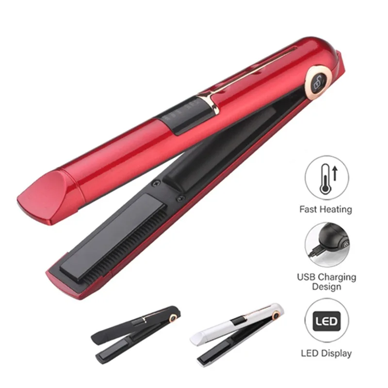 

USB Portable Mini Hair Straightener Curler Hair Fast Warm-up Thermal Hair Flat Iron Straightener Cordless Curler Hairdressing