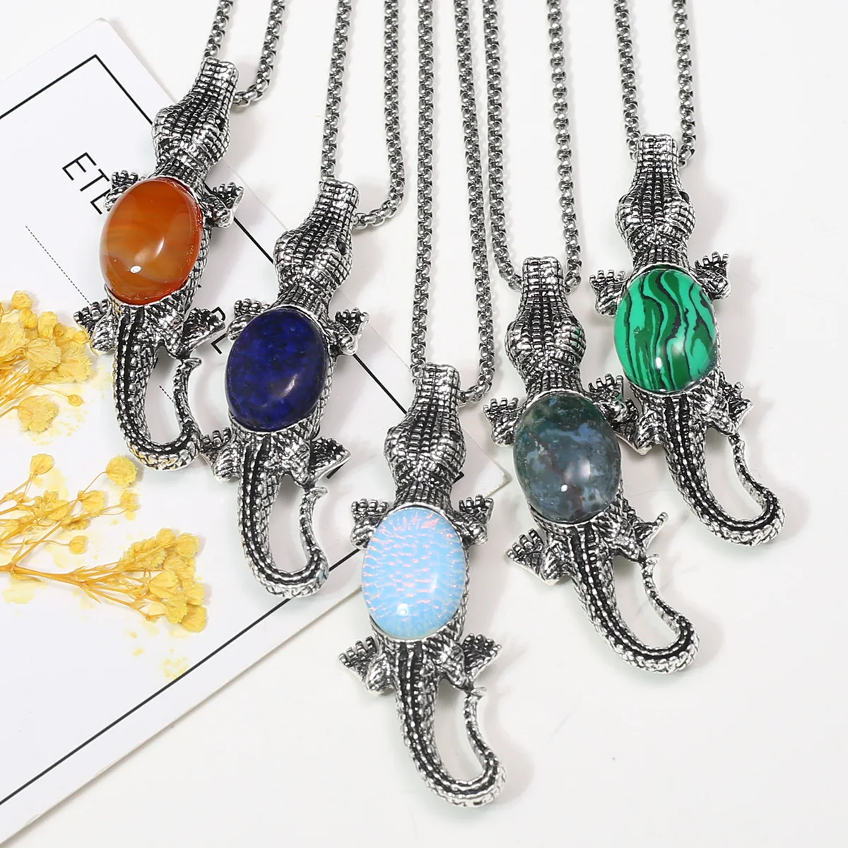 Crocodile Natural Stone Shell Pendant Necklace Quartz Amethyst Turquoise Link Chains Healing Crystals Stone Necklace For Women
Crocodile Natural Stone Shell Pendant Necklace Quartz Amethyst Turquoise Link Chains Healing Crystals Stone Necklace For Women