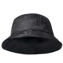 Men Bucket Hat Sun Double-sided Black Camouflage Hiking Climbing Fisherman Hip Hop Cap Cotton Male Fishing Hat