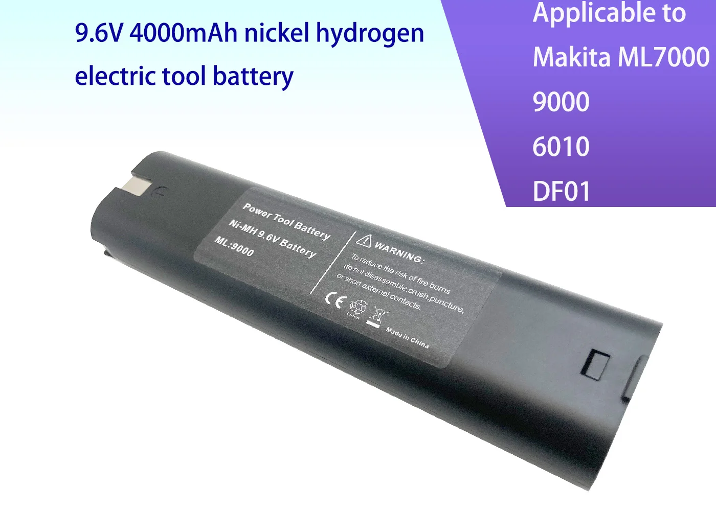 9.6V 4Ah nickel hydride battery, suitable for Makita ML7000 9000, 6010d, DF01, etc, with original factory quality,strong power
9.6V 4Ah nickel hydride battery, suitable for Makita ML7000 9000, 6010d, DF01, etc, with original factory quality,strong power