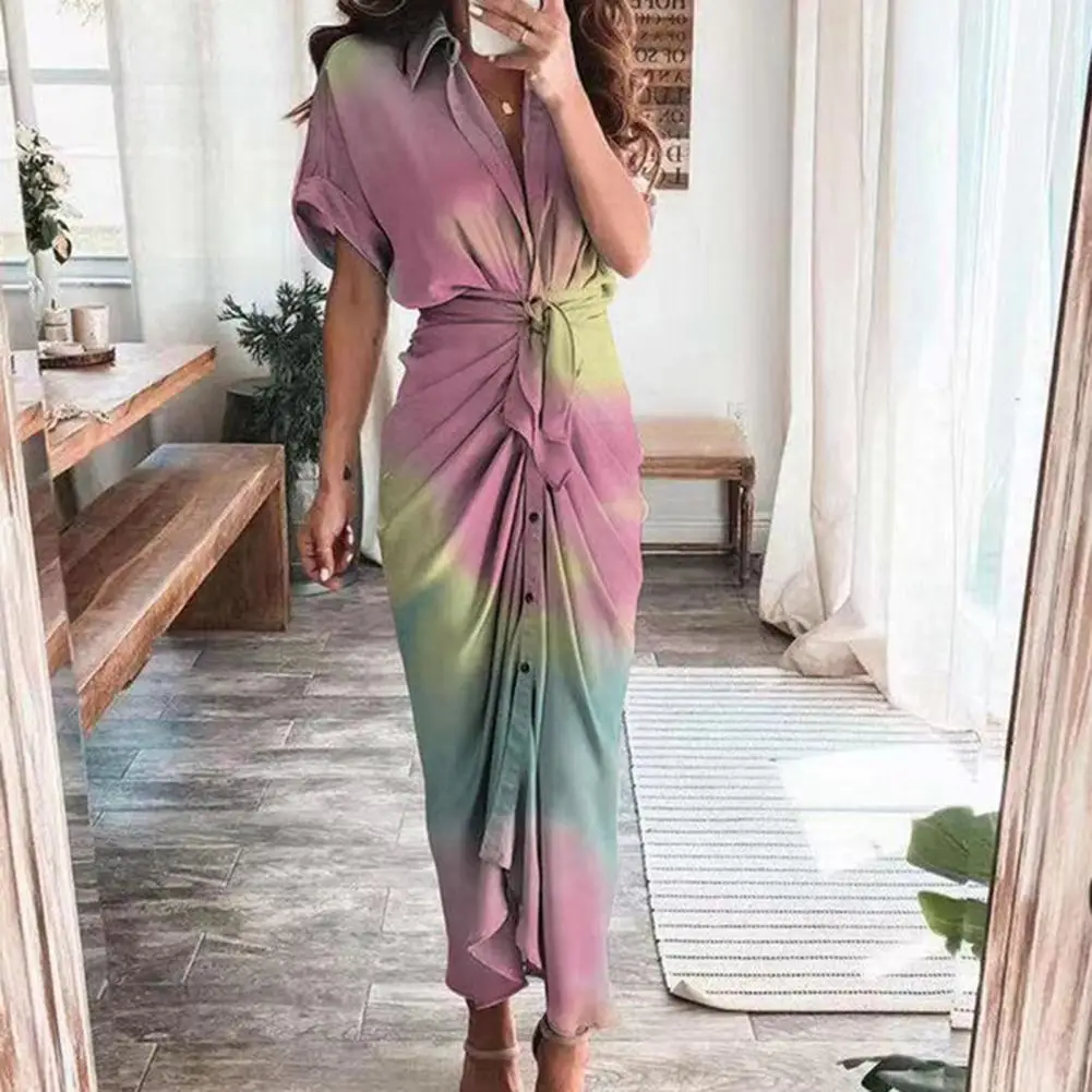 Charming Turn-Down Collar Short Sleeve V-Neck Draped Maxi Dress Floral Print Single Breasted Shirt Dress Ladies Clothing
Charming Turn-Down Collar Short Sleeve V-Neck Draped Maxi Dress Floral Print Single Breasted Shirt Dress Ladies Clothing