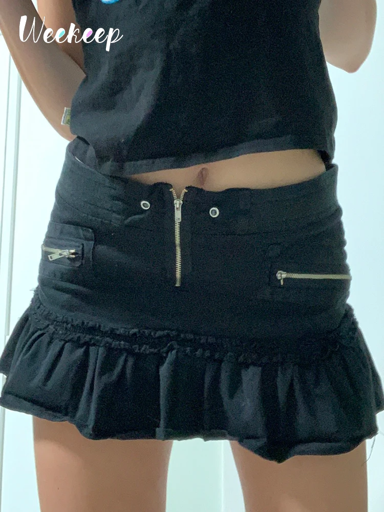 Weekeep Black Denim Micro Skirts Vintage Streetwear Patchwork Pocket Fashion Low Rise Mini Skirt Gothic Casual Summer Punk Style
Weekeep Black Denim Micro Skirts Vintage Streetwear Patchwork Pocket Fashion Low Rise Mini Skirt Gothic Casual Summer Punk Style