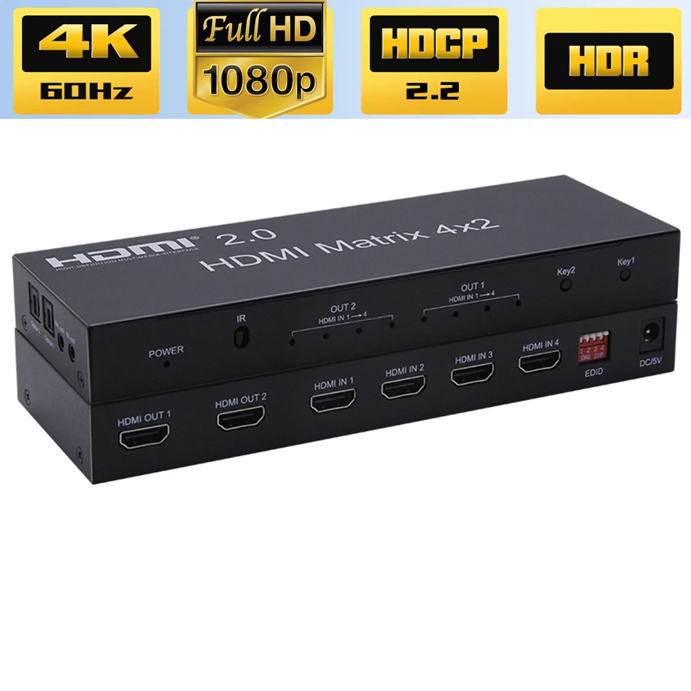 

HDMI 2.0 Matrix 4X2 HDMI Matrix 6X2 HDMI Splitter Switcher 4 in 2 Out Matrix Switch Splitter 4K 60Hz HDCP 2.2 HDR