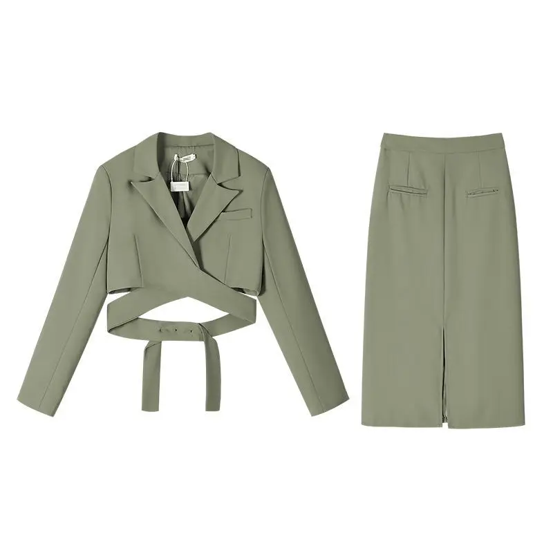 Women 2 Piece Set 2023 New in Short Blazer With Belt + Mini Skirt Suit Female Elegant Office Lady Formal Y2k Jacket Suit
Women 2 Piece Set 2023 New in Short Blazer With Belt + Mini Skirt Suit Female Elegant Office Lady Formal Y2k Jacket Suit