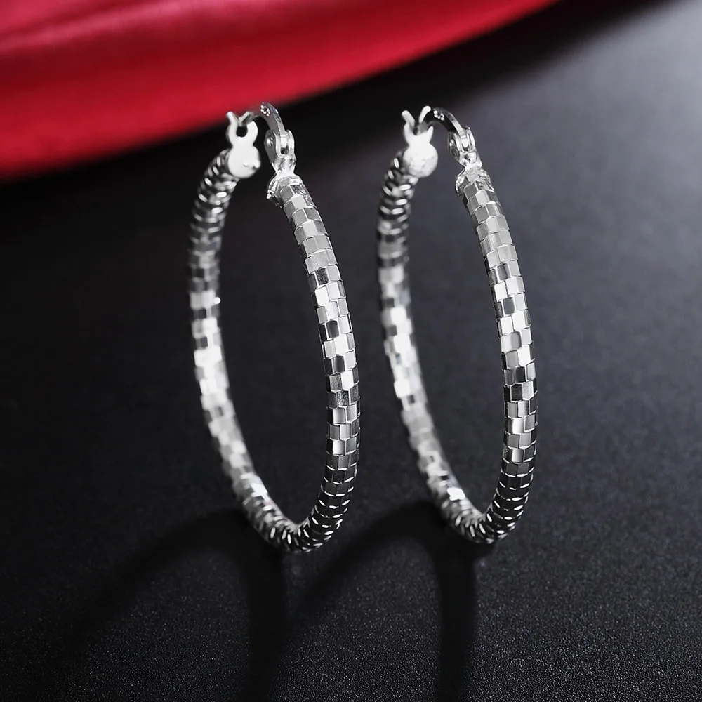 925 Stamp Silver Color 40MM/4CM Sequins Hoop Earrings For Women Boho Earring Wedding Party Vintage Luxury Chrismas Jewelry
925 Stamp Silver Color 40MM/4CM Sequins Hoop Earrings For Women Boho Earring Wedding Party Vintage Luxury Chrismas Jewelry