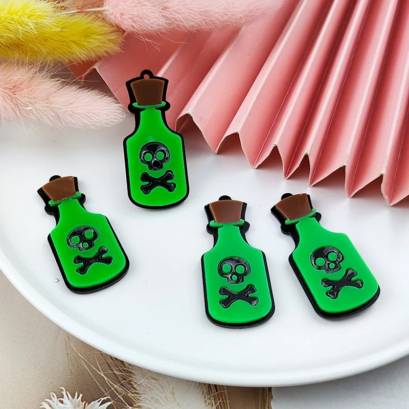 10PC Green Skull Poison Vial Shape Charm Pendants Resin Acrylic Halloween Handmade Jewelry Material Earring Accessories 
10PC Green Skull Poison Vial Shape Charm Pendants Resin Acrylic Halloween Handmade Jewelry Material Earring Accessories