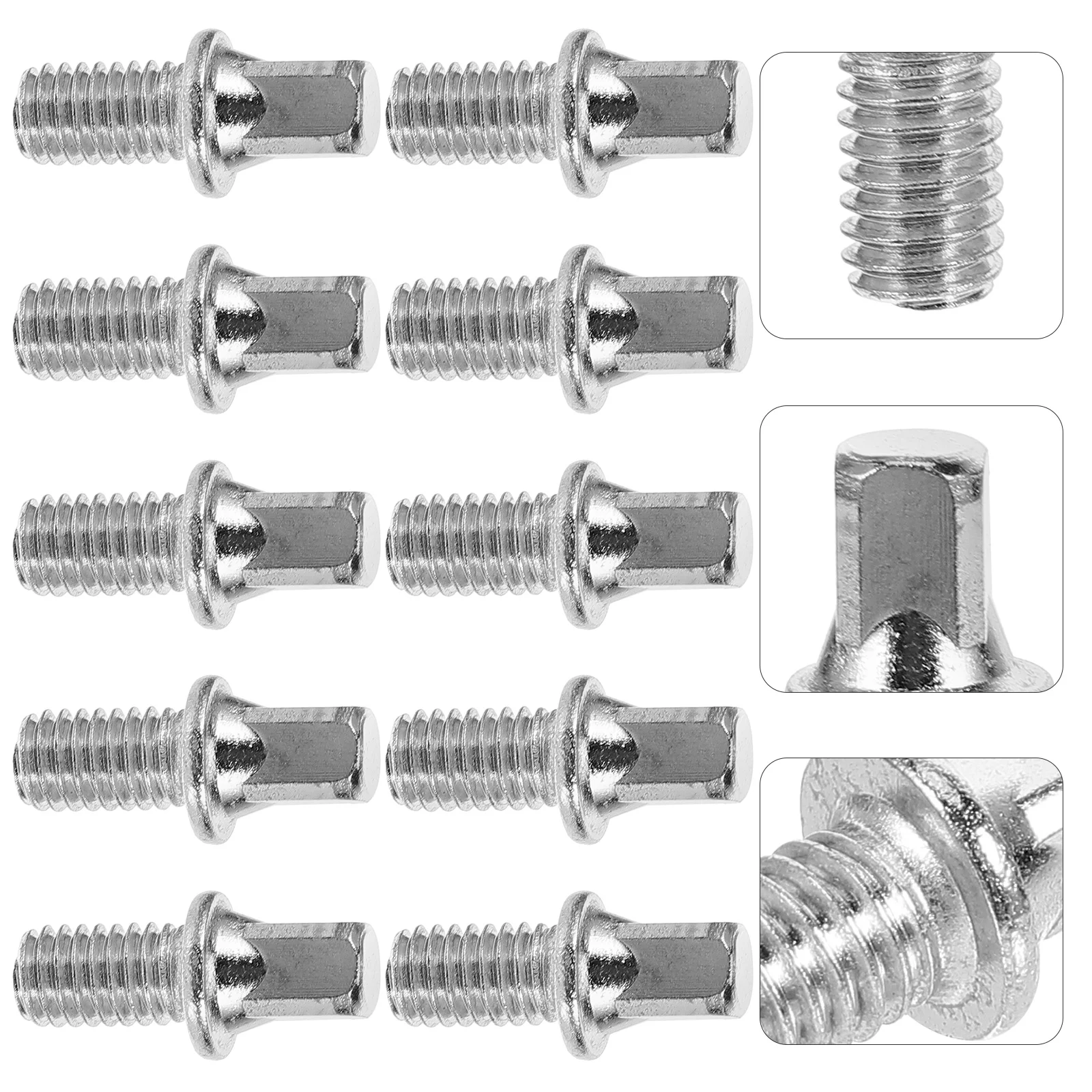 

10 Pcs Drum Screw Fittings Set Accessories Bolts Pedal Shaft Bass Screws Silver Plated Iron Jazz Hardware