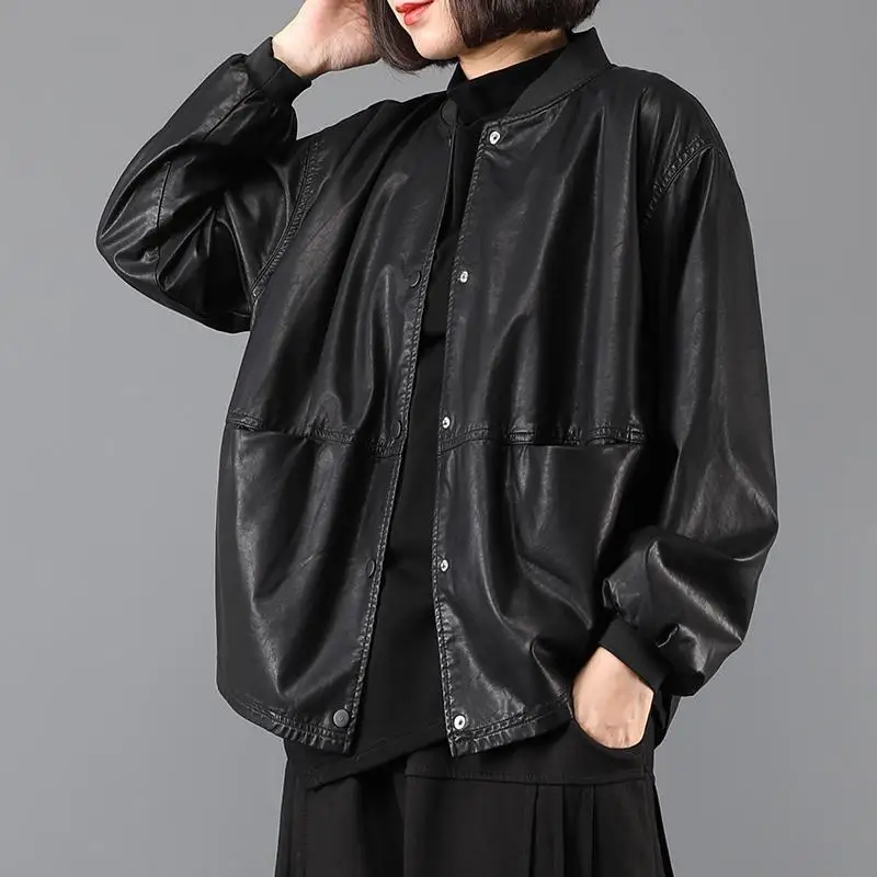 Spring Autumn Faux Leather Jackets Women Loose Casual Coat Female Drop-shoulder Motorcycles Locomotive Outwear Solid Coat L382
Spring Autumn Faux Leather Jackets Women Loose Casual Coat Female Drop-shoulder Motorcycles Locomotive Outwear Solid Coat L382