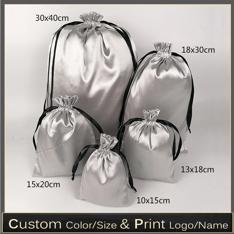 Silk Satin Packaging Bags Custom Logo Print Packaging Hair/Makeup/Shoes/Clothes/HandBag/Makeup Bag Drawstring Storage Pocket
Silk Satin Packaging Bags Custom Logo Print Packaging Hair/Makeup/Shoes/Clothes/HandBag/Makeup Bag Drawstring Storage Pocket