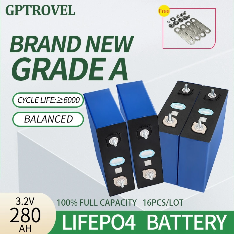 LiFePO4 EVE 100% Full Capacity Brand New Grade A Battery Cell Rechargeable Deep Cycle 16PCS 3.2V 280Ah Lithium Iron Phosphate
LiFePO4 EVE 100% Full Capacity Brand New Grade A Battery Cell Rechargeable Deep Cycle 16PCS 3.2V 280Ah Lithium Iron Phosphate
