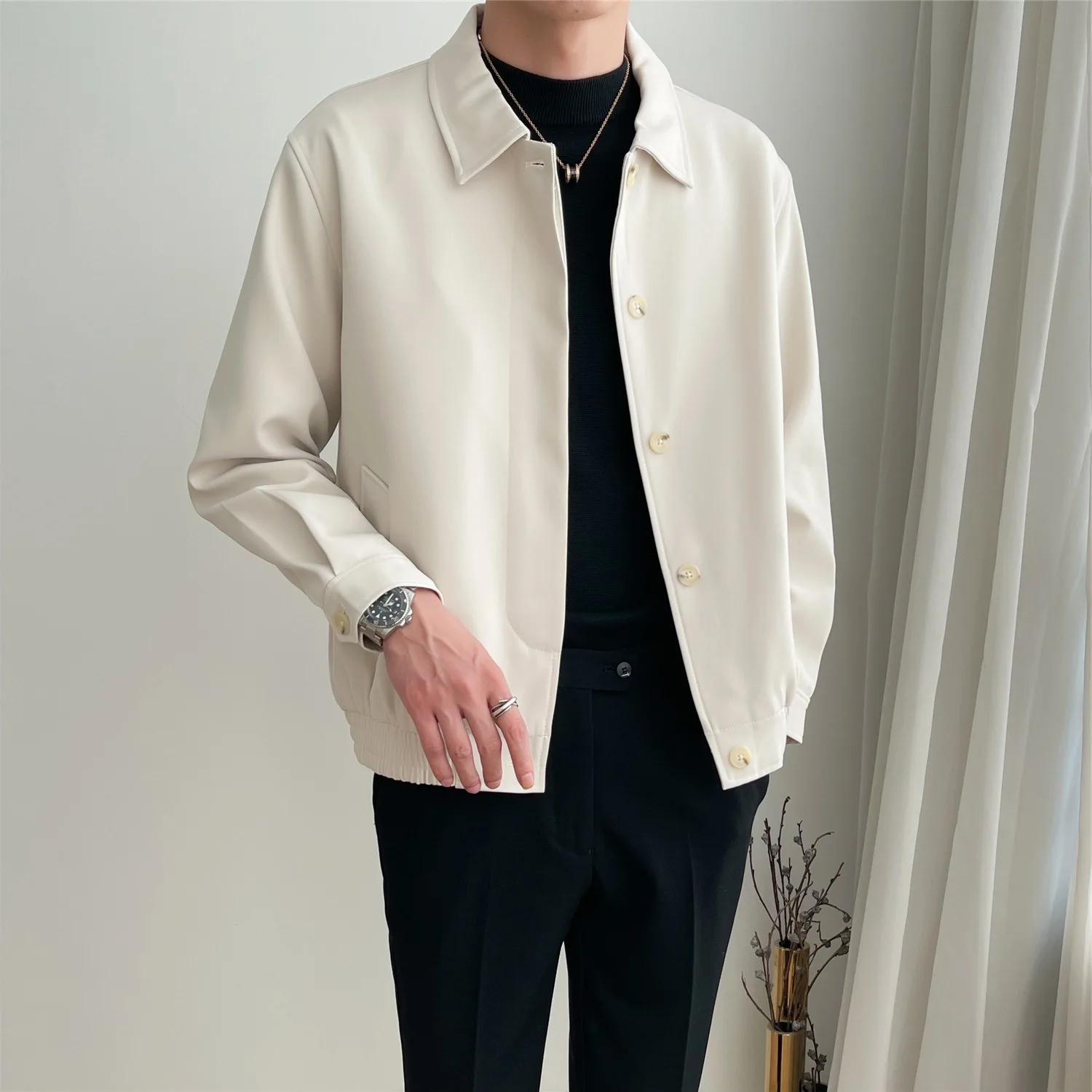 Spring and Autumn New Style Men's Casual Apricot Collar Jacket Loose Korean Fashion Short Silhouette Coat Top Men
Spring and Autumn New Style Men's Casual Apricot Collar Jacket Loose Korean Fashion Short Silhouette Coat Top Men