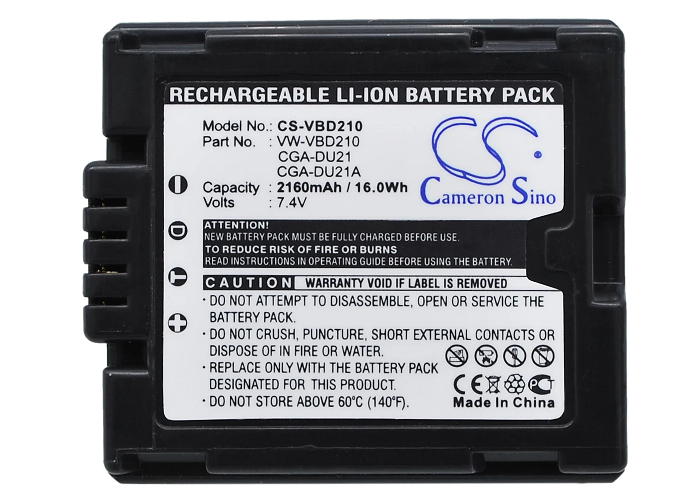 Cameron Sino 2160mA Battery for Panasonic NV-GS55K,NV-GS60,NV-GS60EB-S,NV-GS70,NV-GS85,PV-GS180,PV-GS19
Cameron Sino 2160mA Battery for Panasonic NV-GS55K,NV-GS60,NV-GS60EB-S,NV-GS70,NV-GS85,PV-GS180,PV-GS19