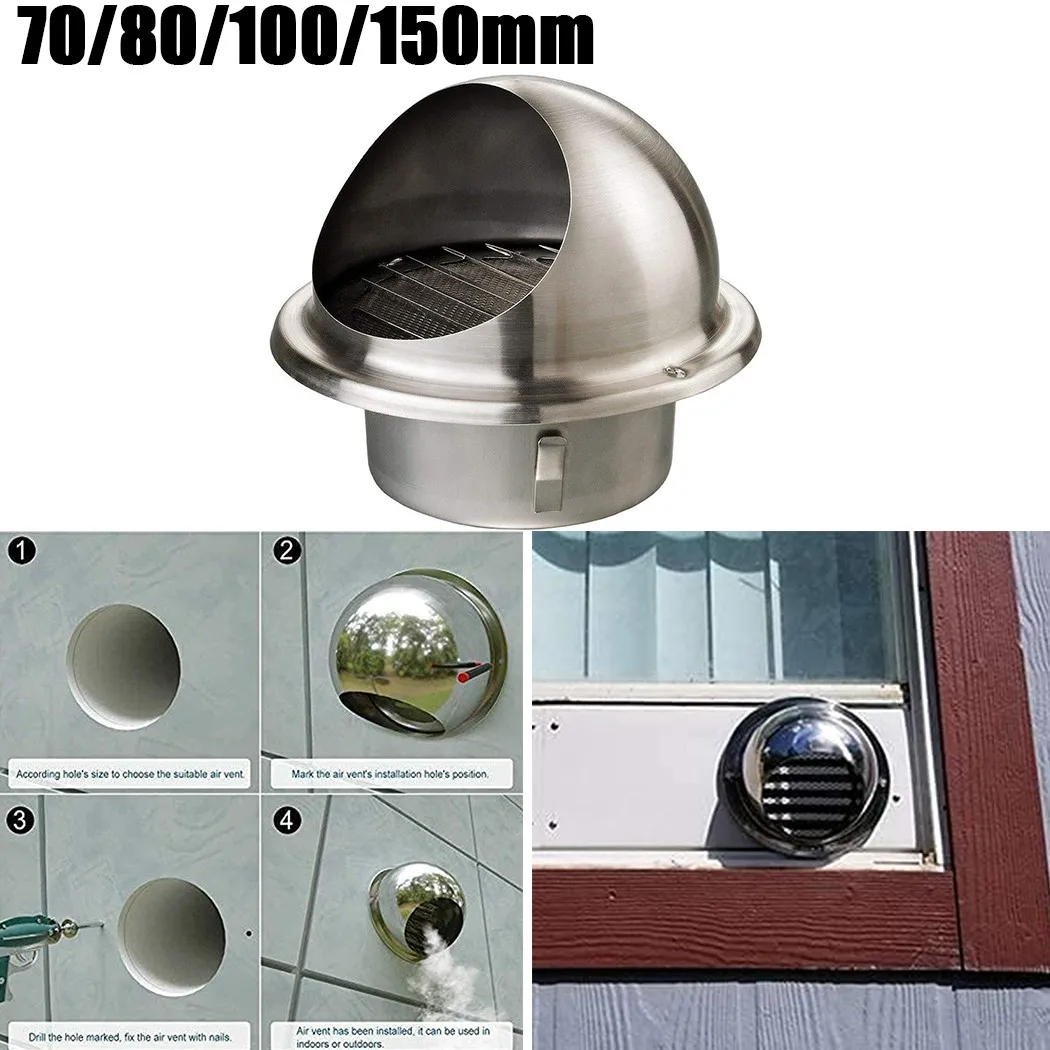 70/80/100/150mm Air Vent Round Brushed Bull Nosed External Extractor Wall Vent Outlet Stainless Steel Vent Outlet Furniture Part
70/80/100/150mm Air Vent Round Brushed Bull Nosed External Extractor Wall Vent Outlet Stainless Steel Vent Outlet Furniture Part