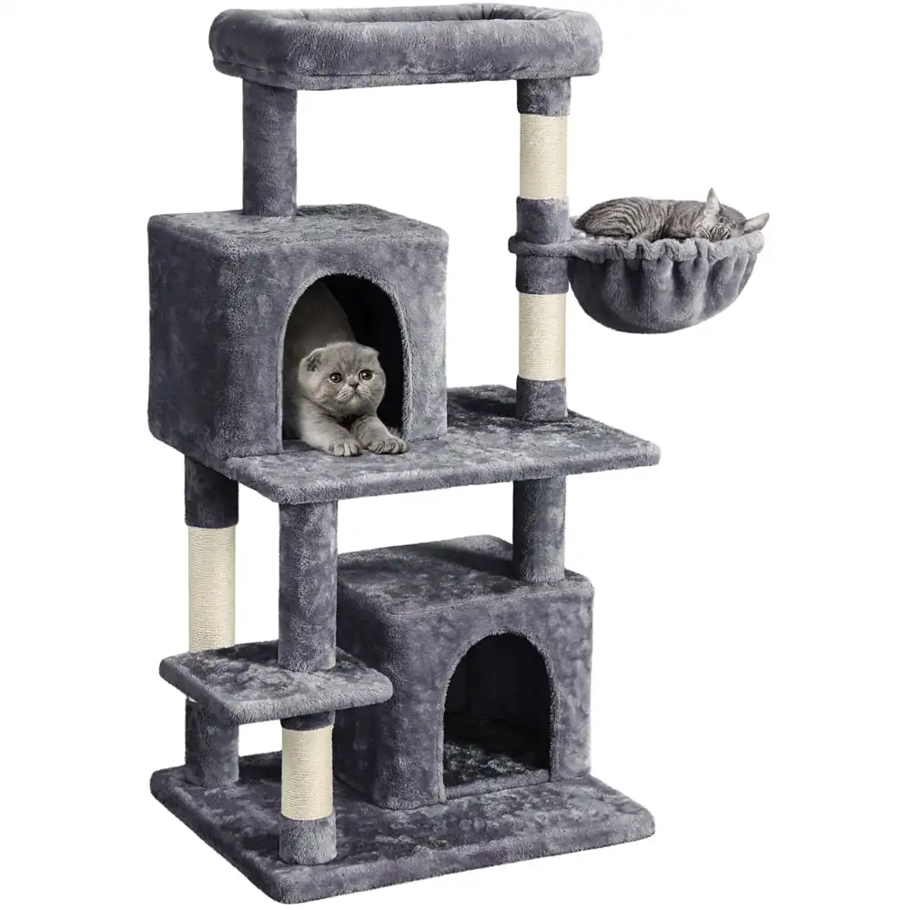 Cat Tree Tower with Condos Top Perch Basket Stable Structure, Dark Gray, 46.5"H Toys Pet Accessories
Cat Tree Tower with Condos Top Perch Basket Stable Structure, Dark Gray, 46.5"H Toys Pet Accessories