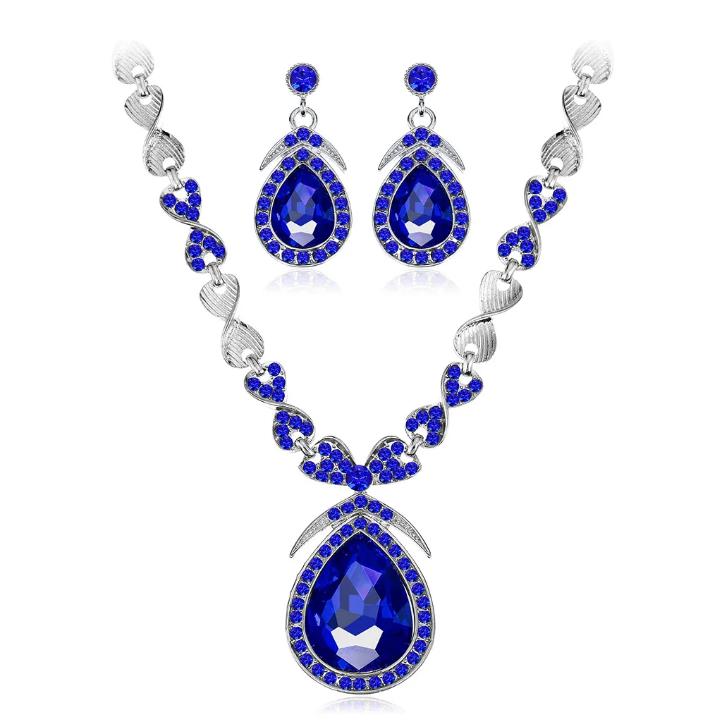 Elegant New Exaggerated Bridal Earring and Necklace Set Alloy Diamond Glass Colored Gemstone Jewelry Set Party Gift Wholesale
Elegant New Exaggerated Bridal Earring and Necklace Set Alloy Diamond Glass Colored Gemstone Jewelry Set Party Gift Wholesale