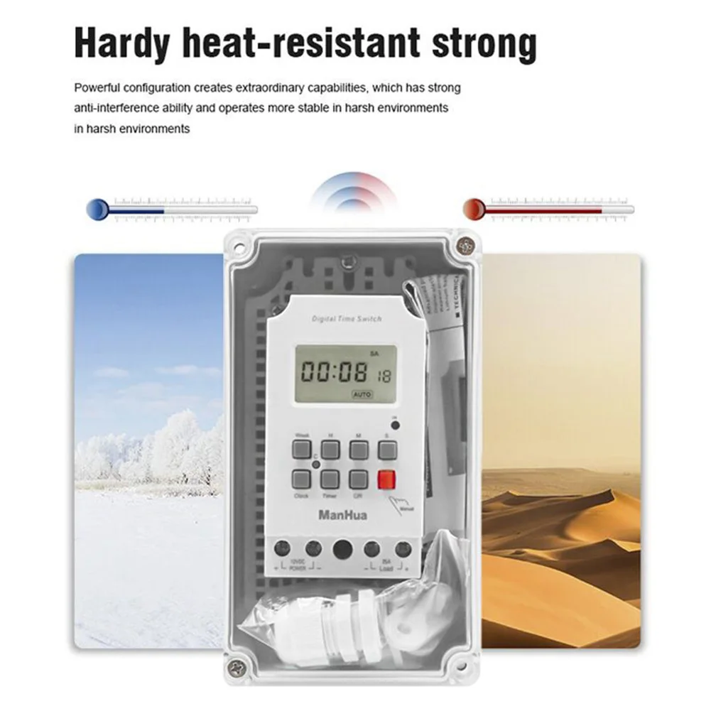 Efficient Timer Switch with IP65 Waterproof 230VAC 30A 99 Cycles per Day Easy to Set Up Ideal for Controlling Billboards
Efficient Timer Switch with IP65 Waterproof 230VAC 30A 99 Cycles per Day Easy to Set Up Ideal for Controlling Billboards