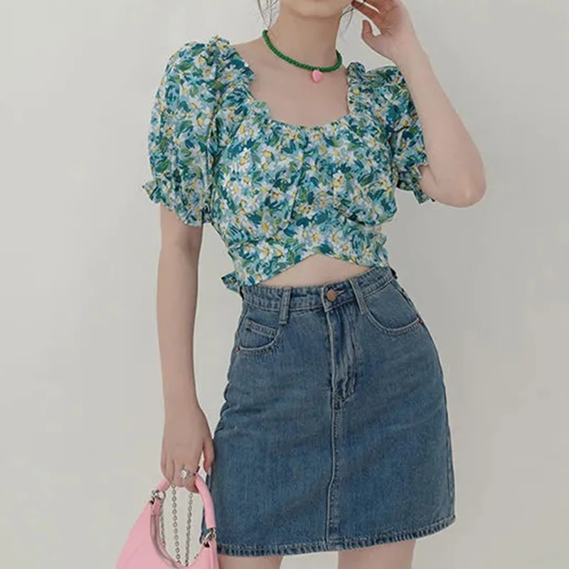 Square Neck Puff Sleeve Women's Floral Blouse Fashion Short Sleeve Ladies Short Top Versatile Casual Female Tops 2022 Summer New
Square Neck Puff Sleeve Women's Floral Blouse Fashion Short Sleeve Ladies Short Top Versatile Casual Female Tops 2022 Summer New