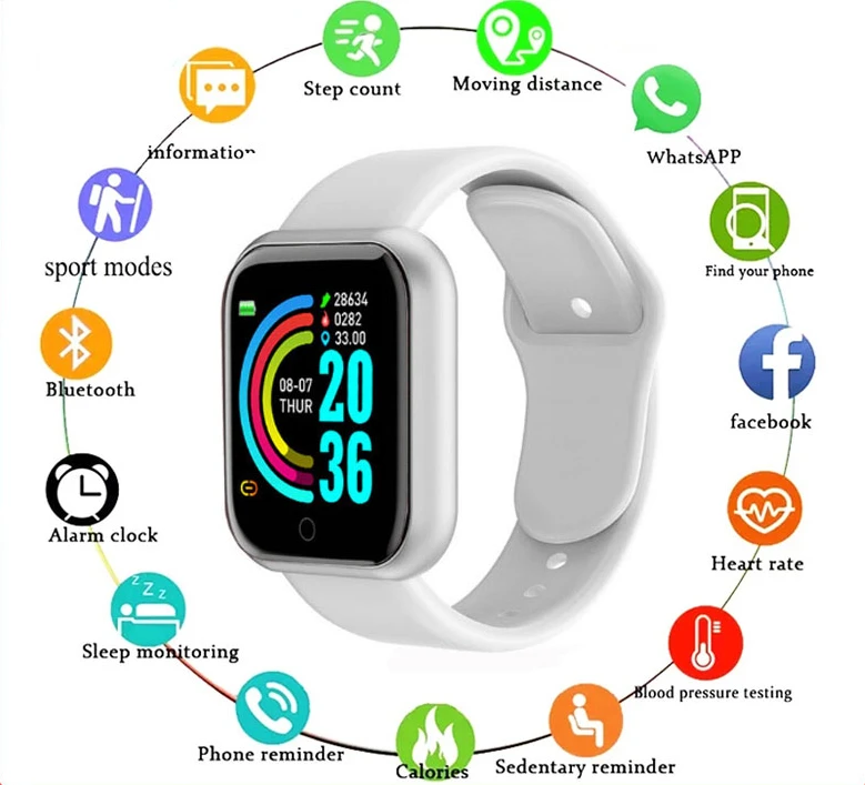 Kids D20 Smart Watch Men Sport Fitness Tracker Blood Pressure Heart Rate Monitor Y68 Women Bracelet For Android IOS
Kids D20 Smart Watch Men Sport Fitness Tracker Blood Pressure Heart Rate Monitor Y68 Women Bracelet For Android IOS
