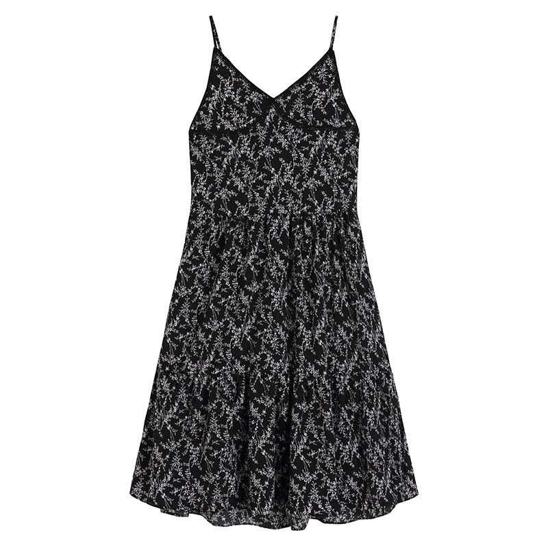 Summer New Frocks For Women French Retro Black Floral Sling V-neck Lace Dress Tube Top Sleeveless Waist Long Skirt Female Sexy
Summer New Frocks For Women French Retro Black Floral Sling V-neck Lace Dress Tube Top Sleeveless Waist Long Skirt Female Sexy