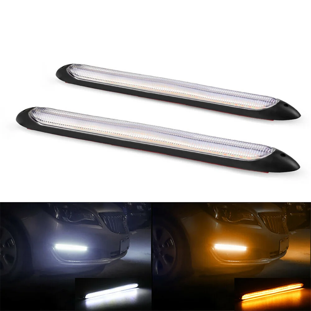 2pcs Universal Car LED Daytime Running Light Waterproof Headlight Strip Sequential Flow Yellow Turn Signal White DRL Light
2pcs Universal Car LED Daytime Running Light Waterproof Headlight Strip Sequential Flow Yellow Turn Signal White DRL Light