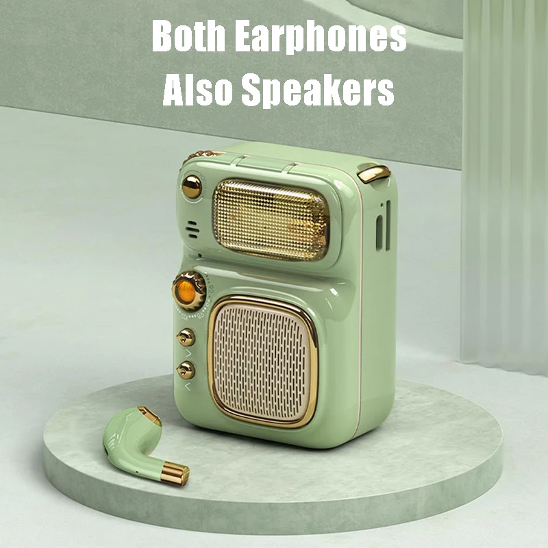 New Retro Mini Bluetooth Speakers Portable Audio Bluetooth Earphones TWS Wireless Earbuds MP3 Player Compatible TF Card FM Radio
New Retro Mini Bluetooth Speakers Portable Audio Bluetooth Earphones TWS Wireless Earbuds MP3 Player Compatible TF Card FM Radio