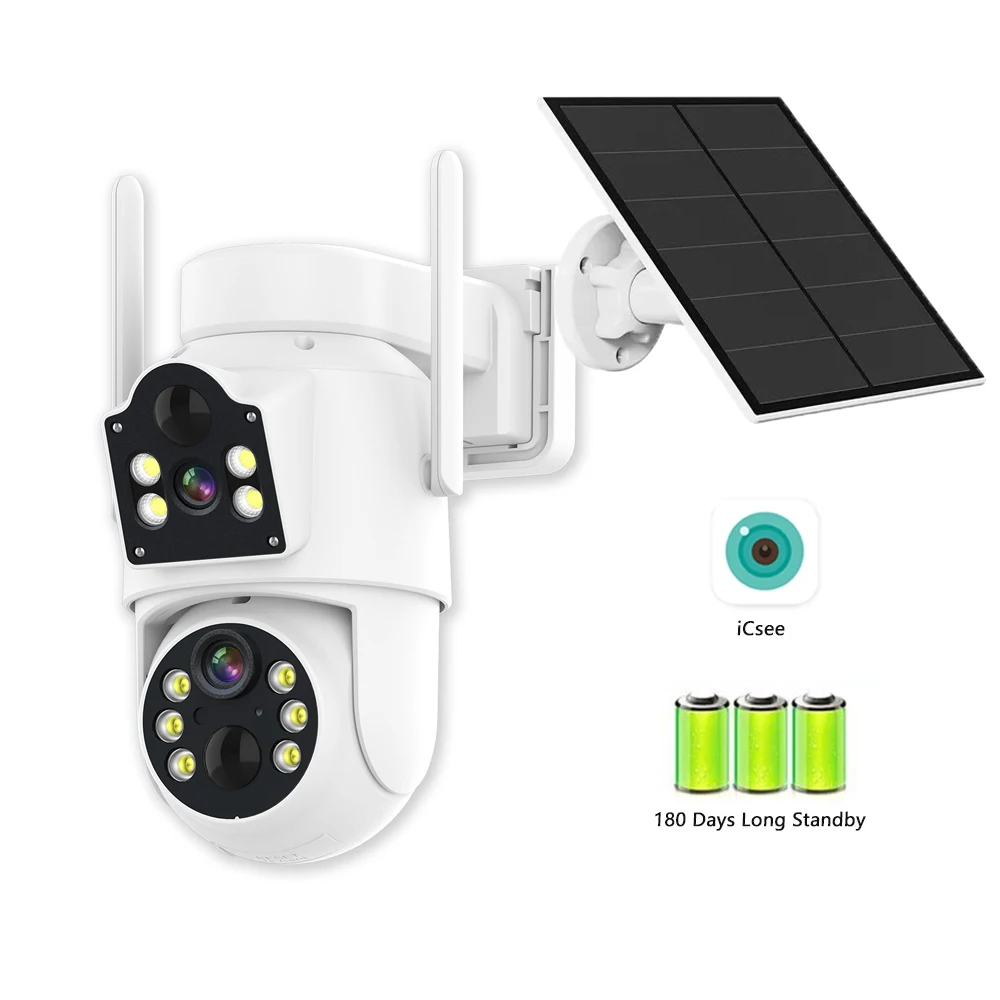 Wouwon Dual Lens Wire-Free Solar Battery Camera PZT Outdoor Wireless Waterproof Security WiFi CCTV Surveillance Camera iCSee App 
Wouwon Dual Lens Wire-Free Solar Battery Camera PZT Outdoor Wireless Waterproof Security WiFi CCTV Surveillance Camera iCSee App