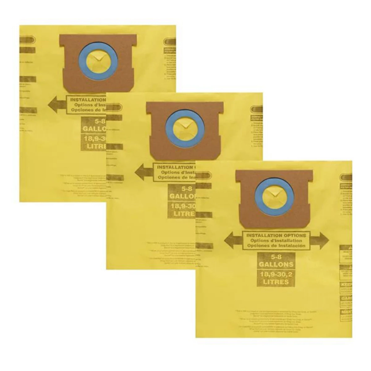 

3 Pack Type H 9067100 Vacuum Filter Bags Replacement for Shop Vac 5-8 Gallon Vacuums,Replace Part 90671 9067100