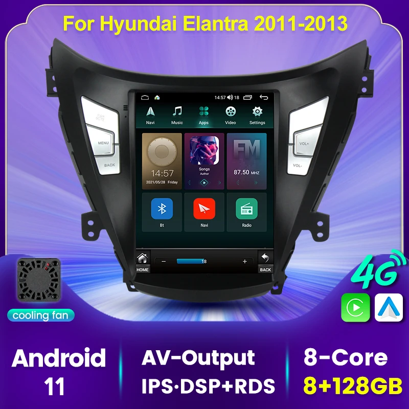 

Carplay Auto Android 11 8G+128G DSP Car Radio Player for Hyundai Elantra I35 Avante MD 2011 2012-2016 GPS Navigation 4G Lte WIFI