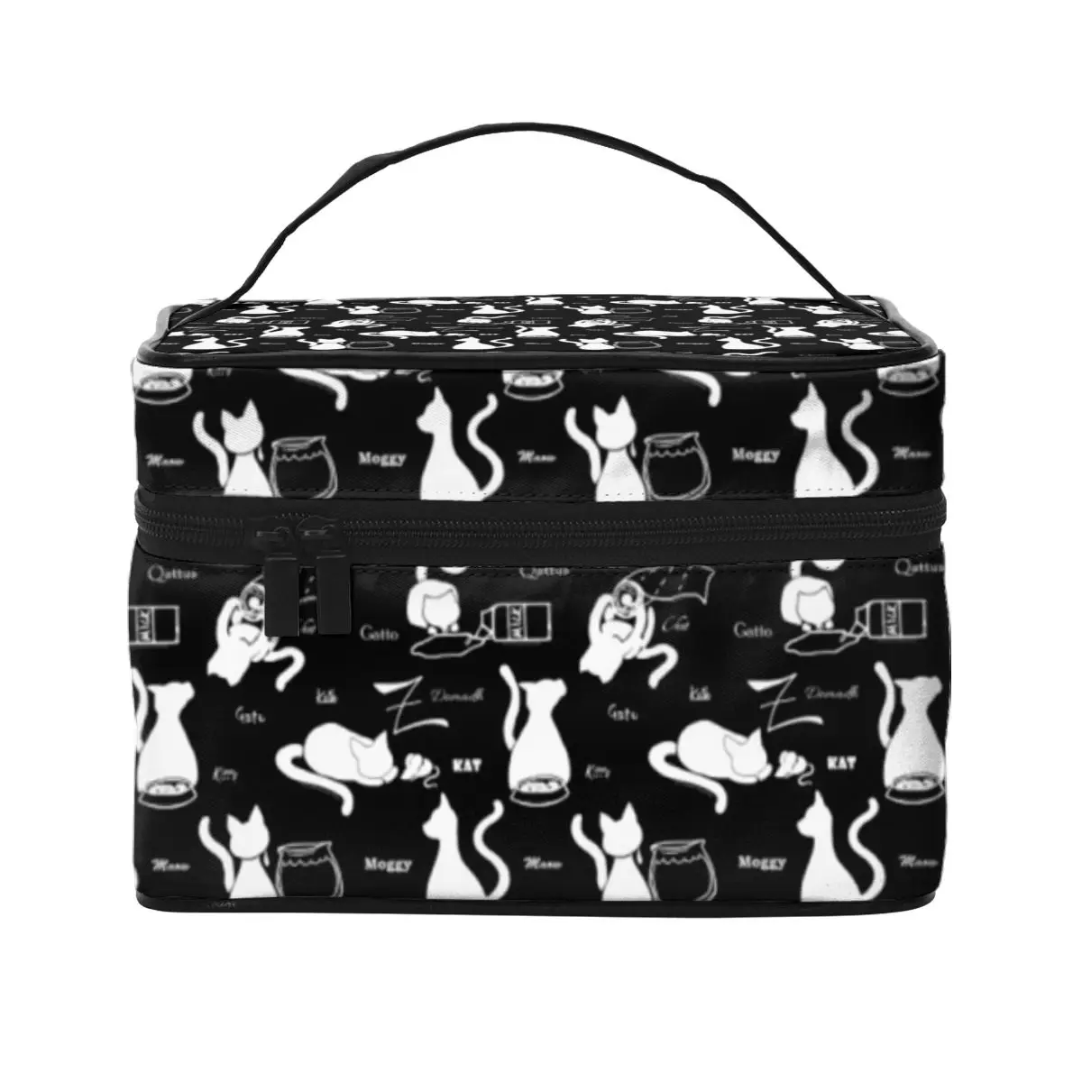 Playful Black Cat Cosmetic Bags Animal Silhouette Couples Storage Organizers with Handle Organization For Necessaries Makeup Bag
Playful Black Cat Cosmetic Bags Animal Silhouette Couples Storage Organizers with Handle Organization For Necessaries Makeup Bag