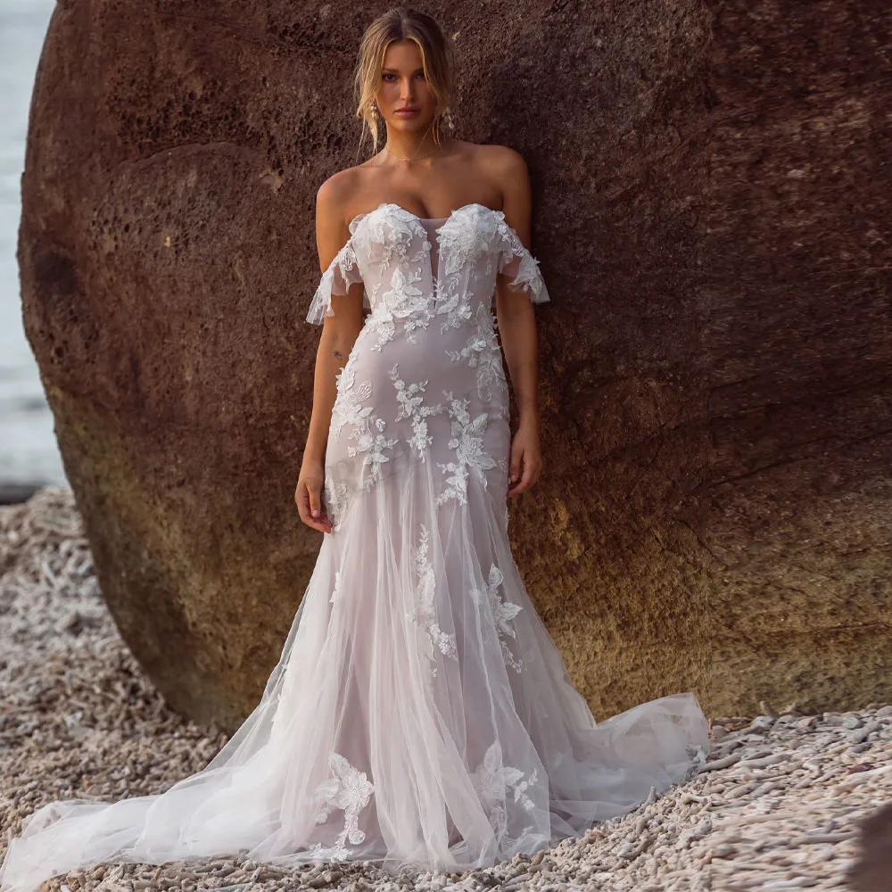 VIKTORIA Modern Wedding Dresses Sweetheart Custom-Made Court Train Zipper Mermaid Appliques Off the Shoulder Vestidos De Novia
VIKTORIA Modern Wedding Dresses Sweetheart Custom-Made Court Train Zipper Mermaid Appliques Off the Shoulder Vestidos De Novia