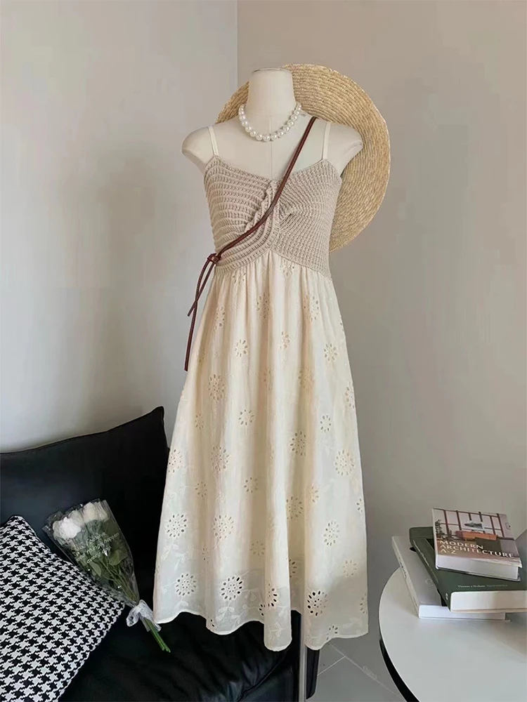 

Женское винтажное платье с лямкой на шее, цельное дизайнерское платье до щиколотки, весна-лето 2023