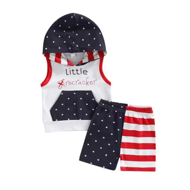 Independence Day Summer Boutique Boys Sleeveless Hoodie Letter Print Top Color Matching Shorts Set
Independence Day Summer Boutique Boys Sleeveless Hoodie Letter Print Top Color Matching Shorts Set