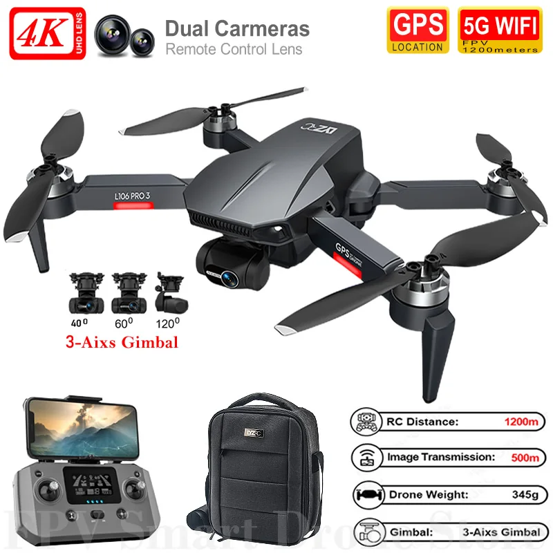 L106Pro GPS Brushless Motor Professional Drones Aerial Photography RC Helicopter With 4k HD Camera 3-Axis Gimbal Quadcopter Toys
L106Pro GPS Brushless Motor Professional Drones Aerial Photography RC Helicopter With 4k HD Camera 3-Axis Gimbal Quadcopter Toys