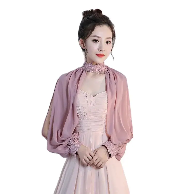Women Side Split Long Sleeve Wedding Shawl Cape Halter Neck Chiffon Shrug Bolero Open Front Lace Bridal Jacket Bolero
Women Side Split Long Sleeve Wedding Shawl Cape Halter Neck Chiffon Shrug Bolero Open Front Lace Bridal Jacket Bolero