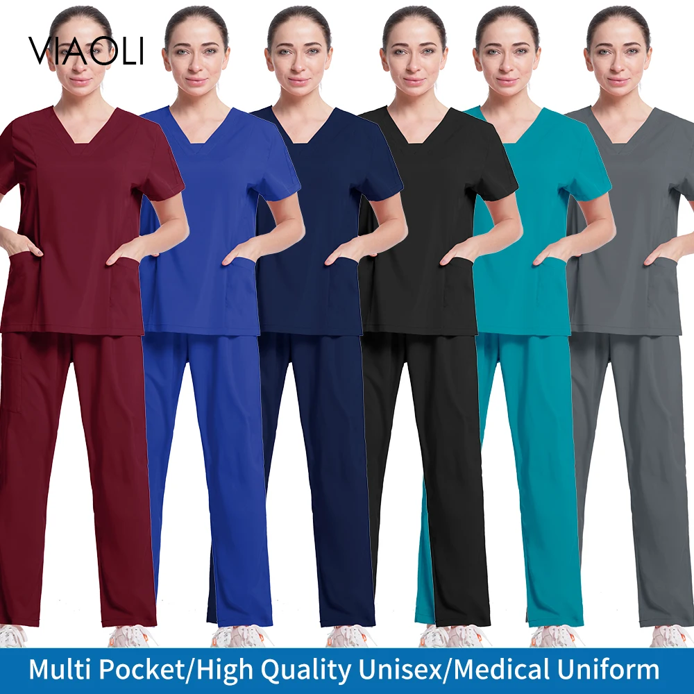 Short-sleeved Pet Grooming Work Nurse Clothing V-neck Lab Medical Uniform Solid Color Overalls Dentist Clinical Uniforms Woman
Short-sleeved Pet Grooming Work Nurse Clothing V-neck Lab Medical Uniform Solid Color Overalls Dentist Clinical Uniforms Woman