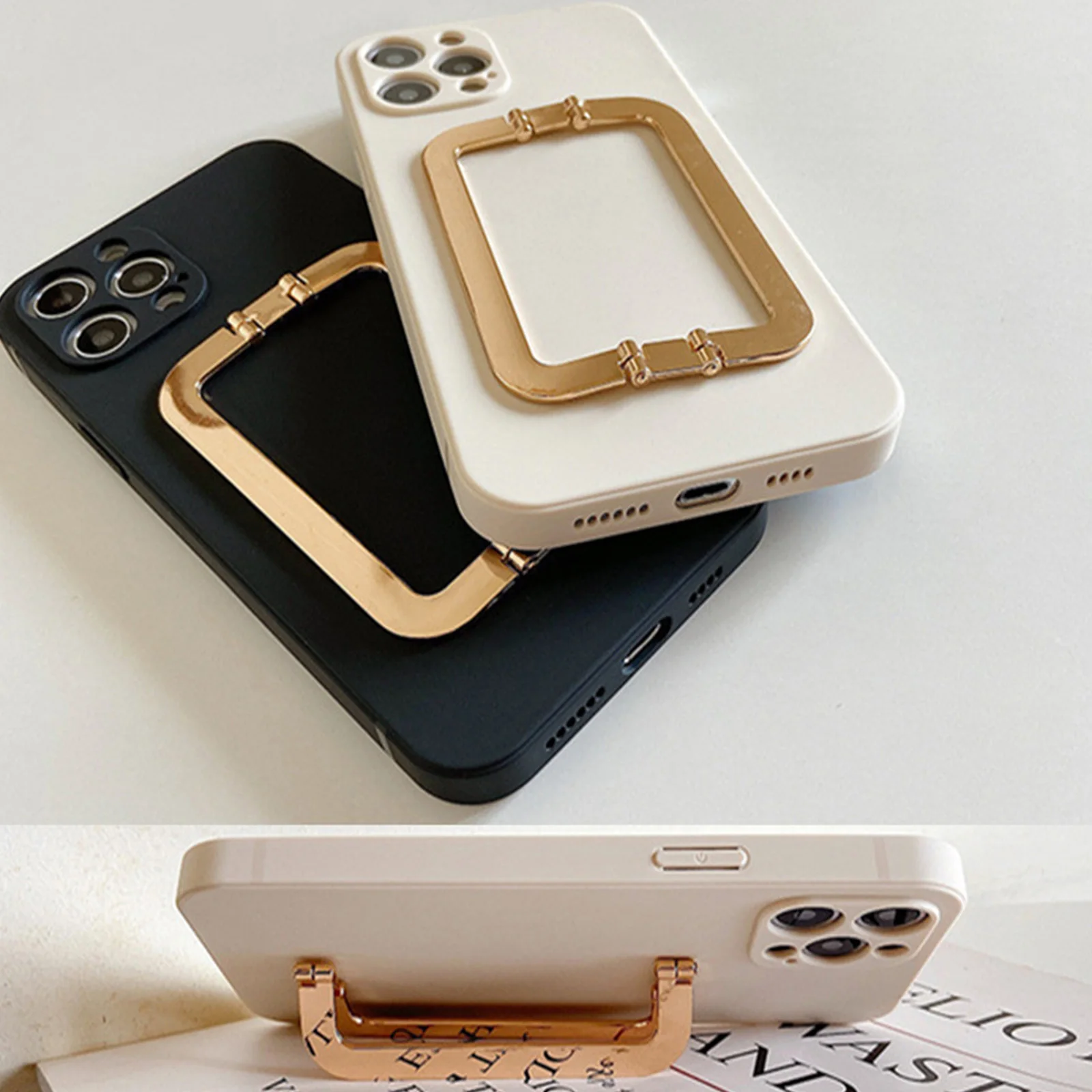 Luxury Case for iPhone 14 Pro Max Plus with Metal Square Kickstand Soft Protective Case with Holder Black White Cover for Women
Luxury Case for iPhone 14 Pro Max Plus with Metal Square Kickstand Soft Protective Case with Holder Black White Cover for Women
