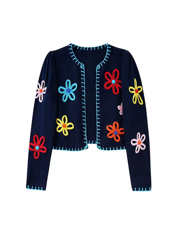 TRAF Spring Autumn Women Embroidery Knitted Sweater Tops 2022 Harajuku Fashion Floral Cropped Cardigan Long Sleeve Sweater 
TRAF Spring Autumn Women Embroidery Knitted Sweater Tops 2022 Harajuku Fashion Floral Cropped Cardigan Long Sleeve Sweater