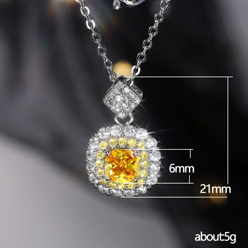 Princess Square Diamond Pink Cluster Zircon Pendant Necklace Women Fashion Versatile High Quality Yellow Crystal
Princess Square Diamond Pink Cluster Zircon Pendant Necklace Women Fashion Versatile High Quality Yellow Crystal