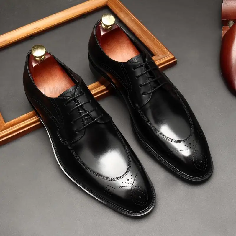 Classic Derby Lace-up Dress Shoes For Men Genuine Leather Handmade Plain Toe Luxury Italian Men's Business Wedding Formal Shoes
Classic Derby Lace-up Dress Shoes For Men Genuine Leather Handmade Plain Toe Luxury Italian Men's Business Wedding Formal Shoes