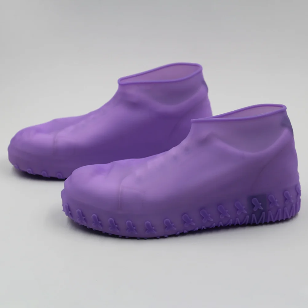 

1 Pair Rainproof Thicken Shoes Cover Anti-slip Rainshoes Cover Wear Resistant Unisex Shoes Protector (Purple, Size S)