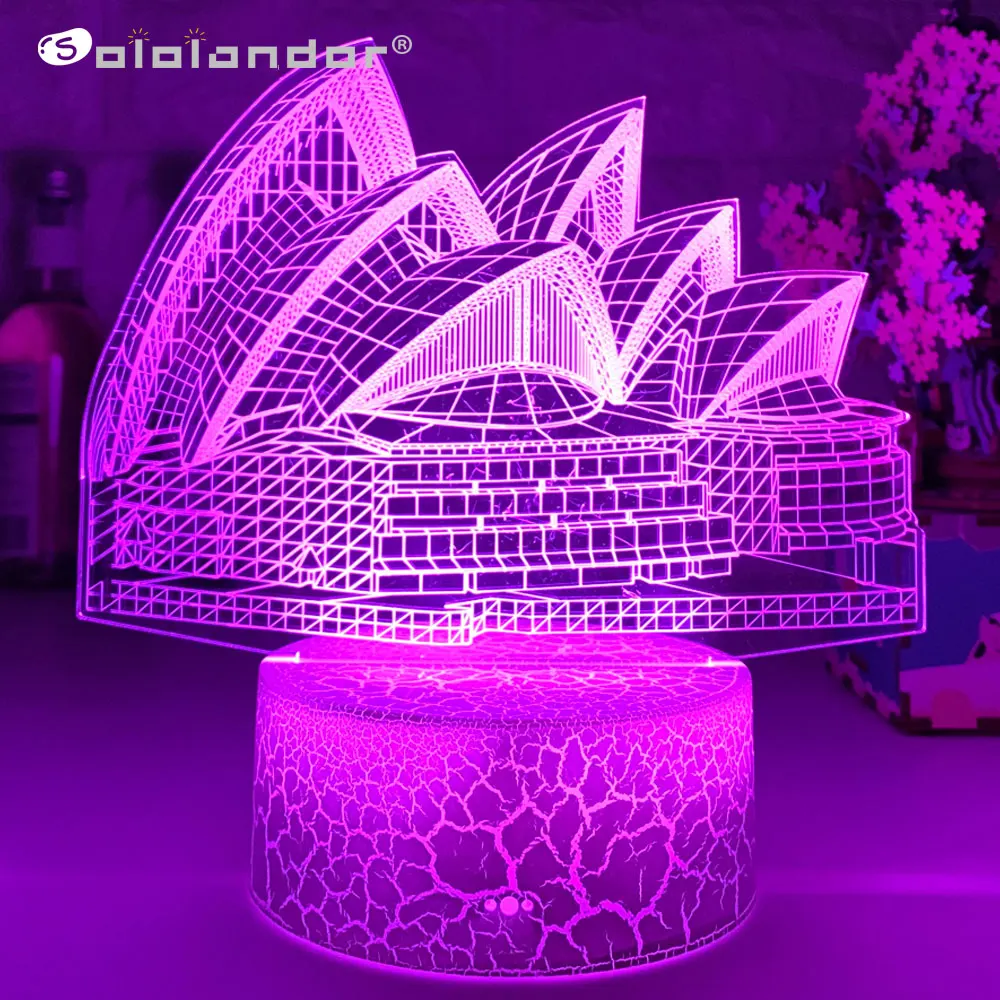 

New Sydney Opera House 3d Illusion Led Baby Night Light Color Changing Bedroom Decor Lights Unique Birthday Gift Table Usb Lamp